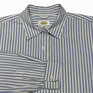 Talbots Striped Button Down Shirt in Blue and White
